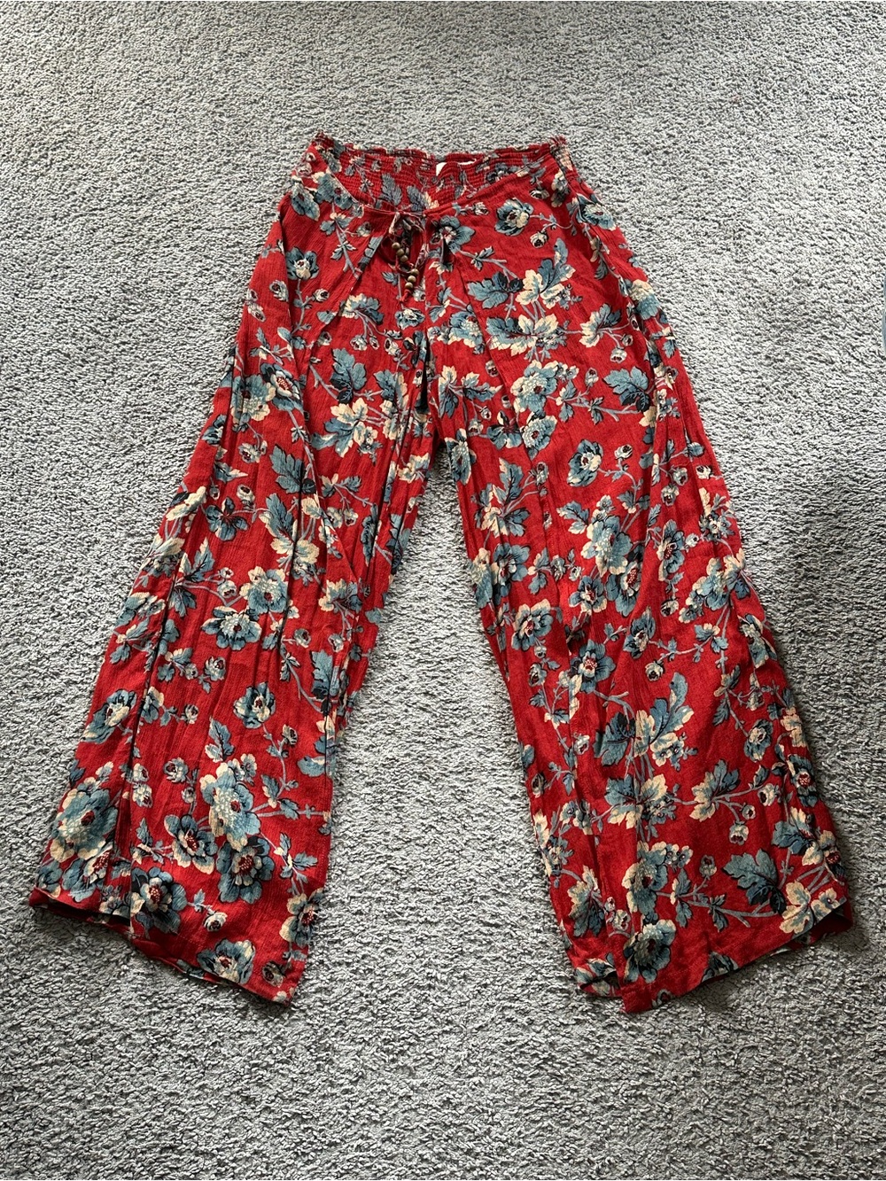Denim & Supply Ralph Lauren floral palazzo pants faux wrap S/P small petite